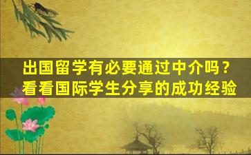 出国留学有必要通过中介吗？看看国际学生分享的成功经验