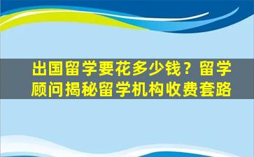 出国留学要花多少钱？留学顾问揭秘留学机构收费套路