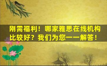 刚需福利！哪家雅思在线机构比较好？我们为您一一解答！