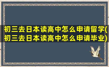 初三去日本读高中怎么申请留学(初三去日本读高中怎么申请毕业)