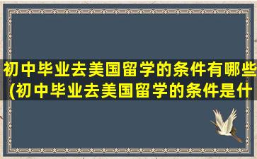 初中毕业去美国留学的条件有哪些(初中毕业去美国留学的条件是什么-)