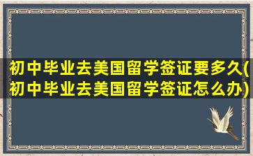 初中毕业去美国留学签证要多久(初中毕业去美国留学签证怎么办)