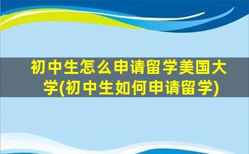 初中生怎么申请留学美国大学(初中生如何申请留学)