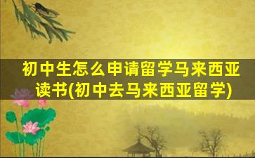 初中生怎么申请留学马来西亚读书(初中去马来西亚留学)