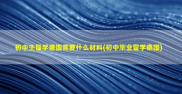 初中生留学德国需要什么材料(初中毕业留学德国)