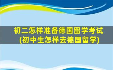 初二怎样准备德国留学考试(初中生怎样去德国留学)