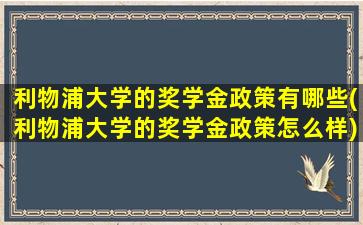 利物浦大学的奖学金政策有哪些(利物浦大学的奖学金政策怎么样)