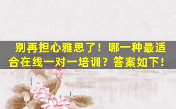 别再担心雅思了！哪一种最适合在线一对一培训？答案如下！