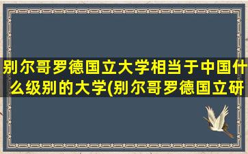 别尔哥罗德国立大学相当于中国什么级别的大学(别尔哥罗德国立研究型大学排名)