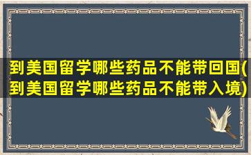 到美国留学哪些药品不能带回国(到美国留学哪些药品不能带入境)