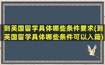 到英国留学具体哪些条件要求(到英国留学具体哪些条件可以入籍)