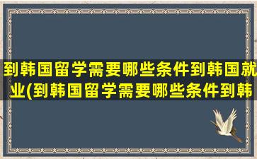 到韩国留学需要哪些条件到韩国就业(到韩国留学需要哪些条件到韩国打工)