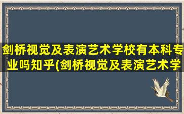 剑桥视觉及表演艺术学校有本科专业吗知乎(剑桥视觉及表演艺术学校有本科专业吗多少分)