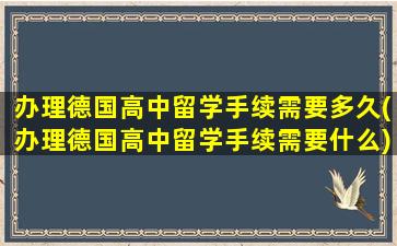 办理德国高中留学手续需要多久(办理德国高中留学手续需要什么)