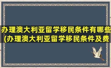 办理澳大利亚留学移民条件有哪些(办理澳大利亚留学移民条件及费用)