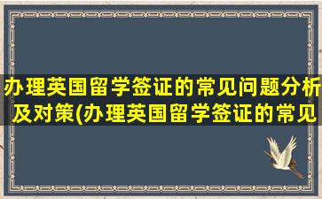 办理英国留学签证的常见问题分析及对策(办理英国留学签证的常见问题分析报告)