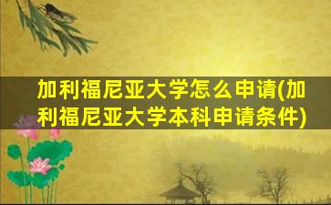 加利福尼亚大学怎么申请(加利福尼亚大学本科申请条件)