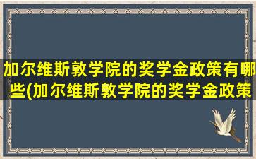 加尔维斯敦学院的奖学金政策有哪些(加尔维斯敦学院的奖学金政策怎么样)