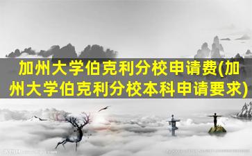 加州大学伯克利分校申请费(加州大学伯克利分校本科申请要求)