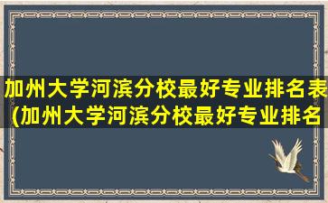 加州大学河滨分校最好专业排名表(加州大学河滨分校最好专业排名多少)