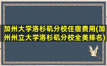 加州大学洛杉矶分校住宿费用(加州州立大学洛杉矶分校全美排名)