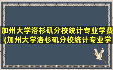 加州大学洛杉矶分校统计专业学费(加州大学洛杉矶分校统计专业学费)