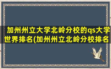 加州州立大学北岭分校的qs大学世界排名(加州州立北岭分校排名)