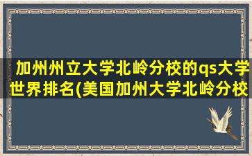 加州州立大学北岭分校的qs大学世界排名(美国加州大学北岭分校排名)