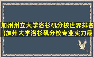 加州州立大学洛杉矶分校世界排名(加州大学洛杉矶分校专业实力最突出的5个专业)