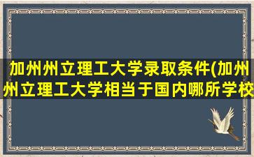 加州州立理工大学录取条件(加州州立理工大学相当于国内哪所学校)