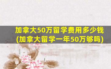 加拿大50万留学费用多少钱(加拿大留学一年50万够吗)