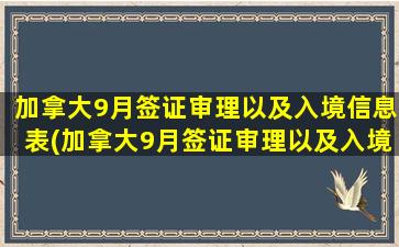 加拿大9月签证审理以及入境信息表(加拿大9月签证审理以及入境信息怎么填)