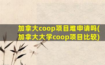 加拿大coop项目难申请吗(加拿大大学coop项目比较)