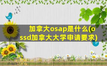 加拿大osap是什么(ossd加拿大大学申请要求)