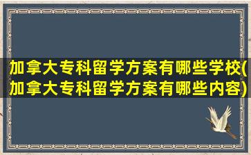 加拿大专科留学方案有哪些学校(加拿大专科留学方案有哪些内容)