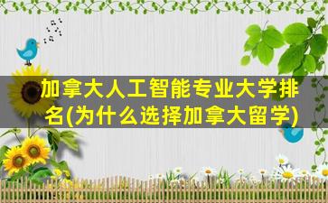 加拿大人工智能专业大学排名(为什么选择加拿大留学)