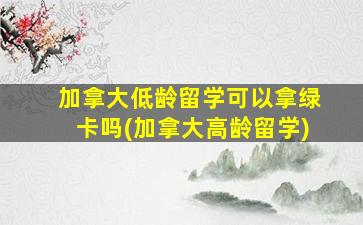 加拿大低龄留学可以拿绿卡吗(加拿大高龄留学)