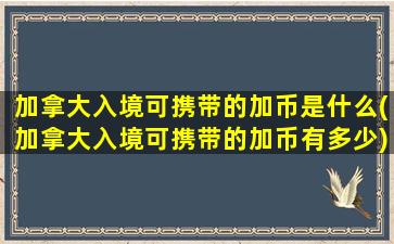 加拿大入境可携带的加币是什么(加拿大入境可携带的加币有多少)