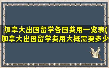 加拿大出国留学各国费用一览表(加拿大出国留学费用大概需要多少-)