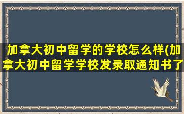 加拿大初中留学的学校怎么样(加拿大初中留学学校发录取通知书了签证成功率多少)