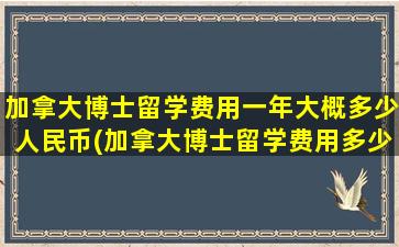 加拿大博士留学费用一年大概多少人民币(加拿大博士留学费用多少)