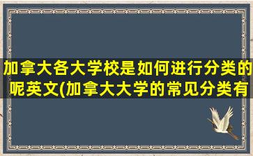 加拿大各大学校是如何进行分类的呢英文(加拿大大学的常见分类有哪三类)