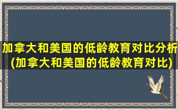 加拿大和美国的低龄教育对比分析(加拿大和美国的低龄教育对比)