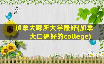 加拿大哪所大学最好(加拿大口碑好的college)