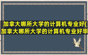 加拿大哪所大学的计算机专业好(加拿大哪所大学的计算机专业好毕业)