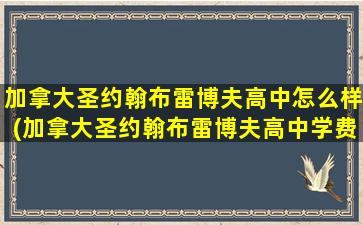 加拿大圣约翰布雷博夫高中怎么样(加拿大圣约翰布雷博夫高中学费)