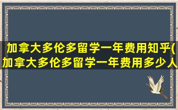 加拿大多伦多留学一年费用知乎(加拿大多伦多留学一年费用多少人民币)