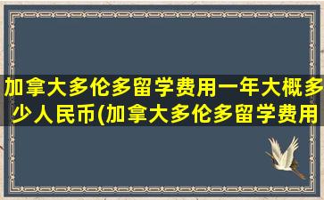 加拿大多伦多留学费用一年大概多少人民币(加拿大多伦多留学费用)