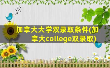 加拿大大学双录取条件(加拿大college双录取)