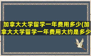 加拿大大学留学一年费用多少(加拿大大学留学一年费用大约是多少)